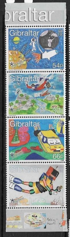 GIBRALTAR SG903/6 2000 STAMPS OF THE FUTURE STRIP MNH