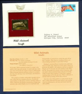 1992 Wild Animals - Giraffe  - 22Kt Gold FDC Cover  ---c