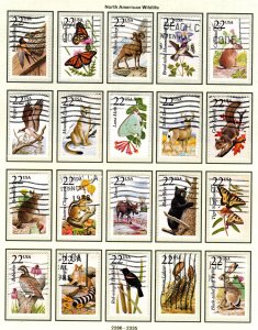SC# 2286-2335 - (22c) - North American Wildlife, Complete Used set of 50 singles