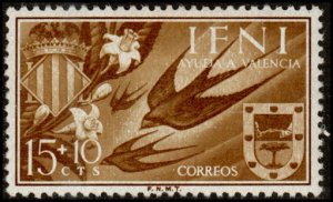 Ifni B34 - Mint-H - 15c + 10c Swallows / Coats of Arms (1958) (cv $0.55)