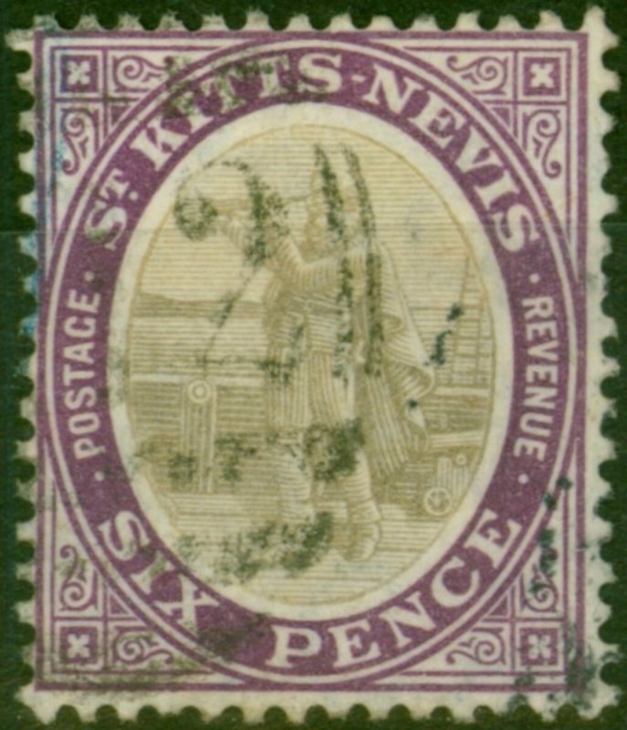 St Kitts Nevis 1905 6d Grey-Black & Deep Violet SG19 Fine Used