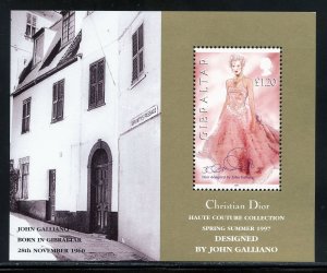 Gibraltar 739 MNH, Christian Dior Souvenir Sheet from 1997.