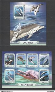 2016 Guinea-Bissau Dolphins Fauna Marine Life Kb+Bl ** Stamps St881