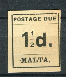 MALTA; 1925 early Postage Due issue Imperf Mint hinged 1.5d. value