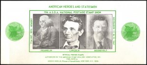 1967 US Poster Stamp 19th A.S.D.A. National Postage Stamp Show Heroes & Statemen