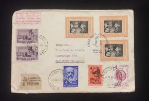 C) 1965. ARGENTINA. AIR MAIL ENVELOPE SENT TO URUGUAY. MULTIPLE STAMP OF NATIONA