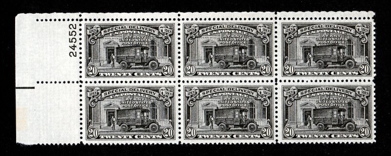 SCOTT #E19 POST OFFICE TRUCK 20¢ SPECIAL DELIVERY PLATE BLOCK OF 6 (MNH-OG)