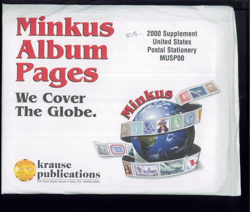2000 US Postal Stationery Minkus Stamp Album Supplement Pages #MUSP00