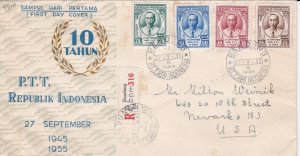 Indonesia # 414-416, Postmaster General, Registered First Day Cover