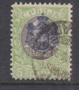 SERBIA, 1904 Arms overprint, perf. 11 1/2, 5p. Apple Green, used.