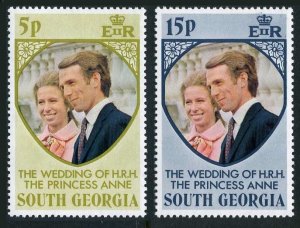 South Georgia 37-38 blocks/4,MNH. Royal wedding 1973.Princess Anne,Mark Phillips