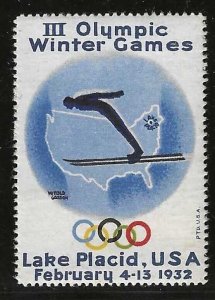 III Olympic Winter Games, Lake Placid, N.Y., Feb. 4-13, 1932, Poster Stamp