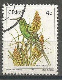 CISKEI, 1981, used 4c, Birds, Scott 8