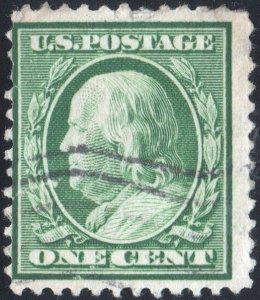 SC#374 1¢ Franklin Single (1910) Used