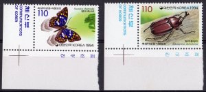 South Korea 1994 Sc#1767/1768 BUTTERFLY/BEETLE SET (2)  MNH