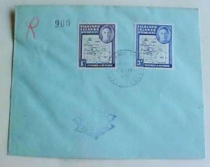 FALKLAND ISLANDS #G4 x2 cat.$13.00 REGISTERED COVER