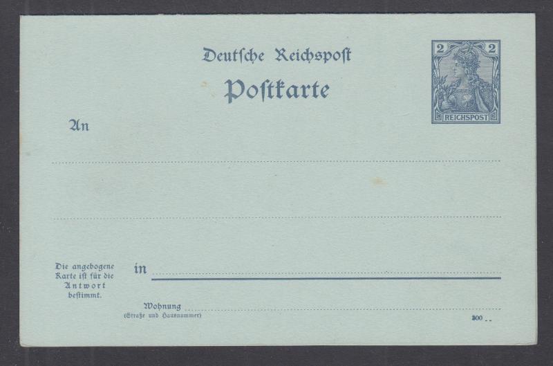 Germany Mi P46b mint. 1900 2pf Double Reply Postal Card, w/o watermark