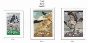 GIBRALTAR #1202-1204 VF-MLH/MH BIRDS 2009