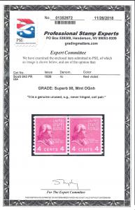 843 Mint,OG,NH Pair.. PSE Graded Supbeb 98.. SMQ $225.00.. Only 2 Graded Higher