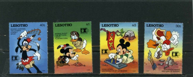 LESOTHO 1992 WALT DISNEY COLUMBIAN STAMP EXPO'92 CHICAGO SET OF 4 STAMPS MNH 