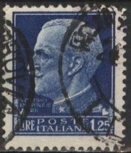 Italy 223 (used) 1.25 lire Victor Emmanuel, dp blue (1929)