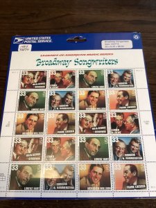 Scott#3345-50 Broadway SongwritersLegends of American Music-33 Cent-MNH-1999 NIP