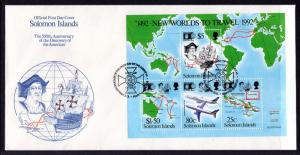 Solomon Islands 726a Columbus Souvenir Sheet U/A FDC