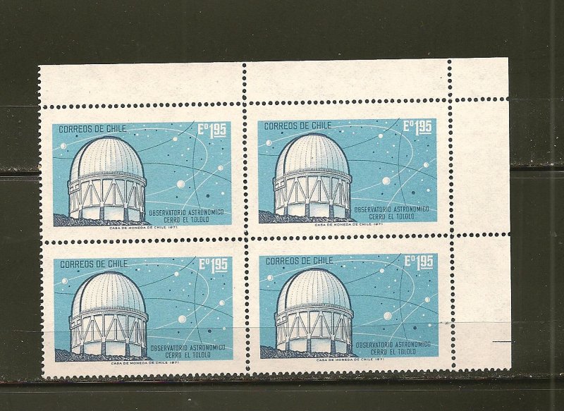 Chile 412 Observation Dome Block of 4 MNH