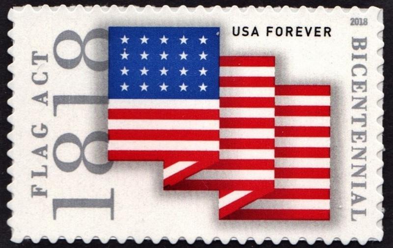 NEW ISSUE (50¢) Flag Act of 1818 Bicentennial Single (2018) SA