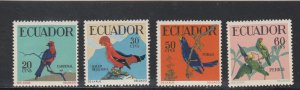 Ecuador # 645-648, Birds, Mint LH, 1/3 Cat.