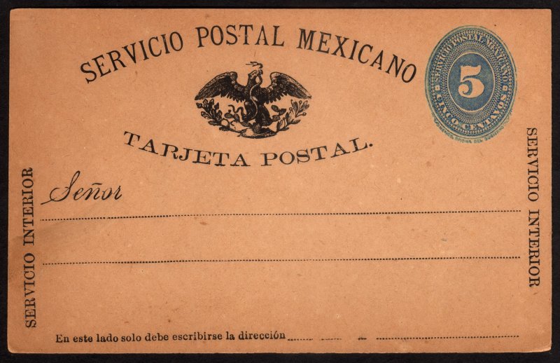 1886, Mexico 5c postal card, Unused (Sc 178)