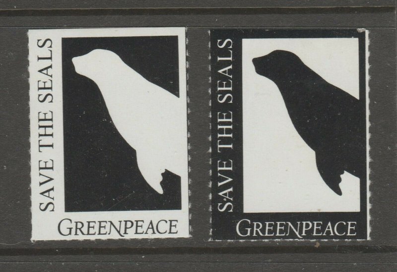 USA Green Peace Save the Seals Cinderella stamp 6-2- no gum - set of 2