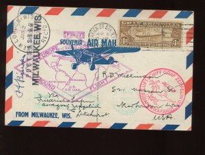 C14 Graf Zeppelin Air Mail Used Stamp on Colorful May 5 1930 Post Card LV2767