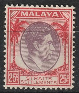 Malaya Straits Settlements 1937 KGVI 25c MNH SG#286 M1970