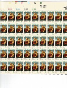 Christmas Raphael Madonna 8c US postage Sheet #1507 VF MNH