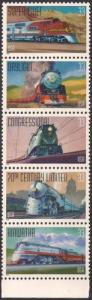 #3333-37 33 cent All Aboard Train Strip Stamp Mint OG NH XF