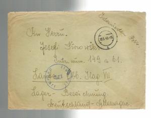 1942 Mielau Poland Cover to Civil Internment Camp Germany ILAG 7 with letter