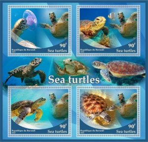 Stamps. Sea Turtles 2023 year 1+1 sheets perforated Burundi NEW