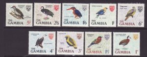 Gambia-Sc#215-25 ex 215,218- id15-unused NH short set to 5sh-Birds-1966-