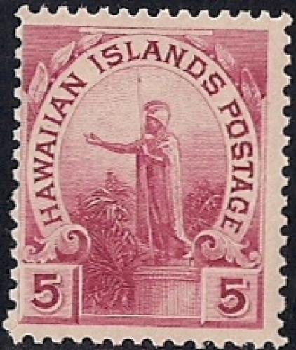 Hawaii 76 5 cent 1894 Kamehameha 1 Stamp mint OG NH F