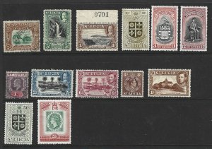 St. Lucia Mint & Used Lot of 13 Different stamps 2017 SCV = $16.35