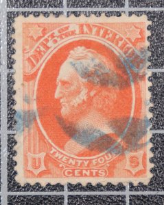 Scott O22 24 Cents Interior Official Used Nice Stamp SCV - $20.00 
