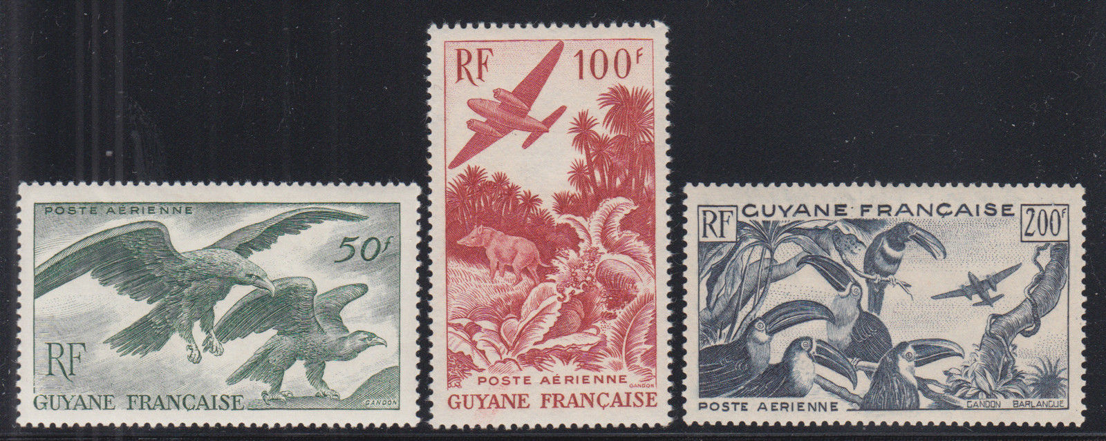 French Guiana Sc C18-C20 MLH. 1947 Air Post depicts birds and animals, cplt set | Europe - France & Colonies, Air Mail Stamp / HipStamp French Guiana Sc C18-C20 MLH. 1947 Air Post depicts birds and animals, cplt set | Europe - France & Colonies, Air Mail Stamp / HipStamp