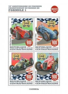 Central Africa - 2020 Formula 1 Championship - 4 Stamp Sheet - CA200603a