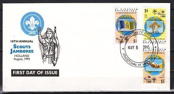 St. Vincent, Scott cat. 2164-2166. Scout Jamboree issue. First day cover.