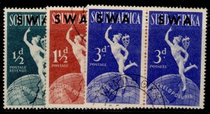 SOUTH WEST AFRICA GVI SG138-140, 1949 ANNIVERSARY of UPU set, FINE USED. 