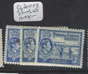 TURKS AND CAICOS (P2203B)  KGVI   3D   SG 200 X 3  SHADES     MOG