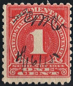 R207 1¢ Documentary Stamp (1914) Used