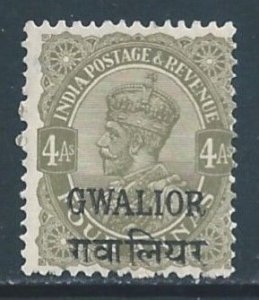 India-Convention States-Gwalior #76 NH 4a King George V Issue Ovptd. Gwalior