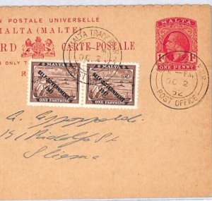 MALTA KGV Stationery Card Uprated 1952 *TRADE FAIR* CDS Sliema {samwells}YW36